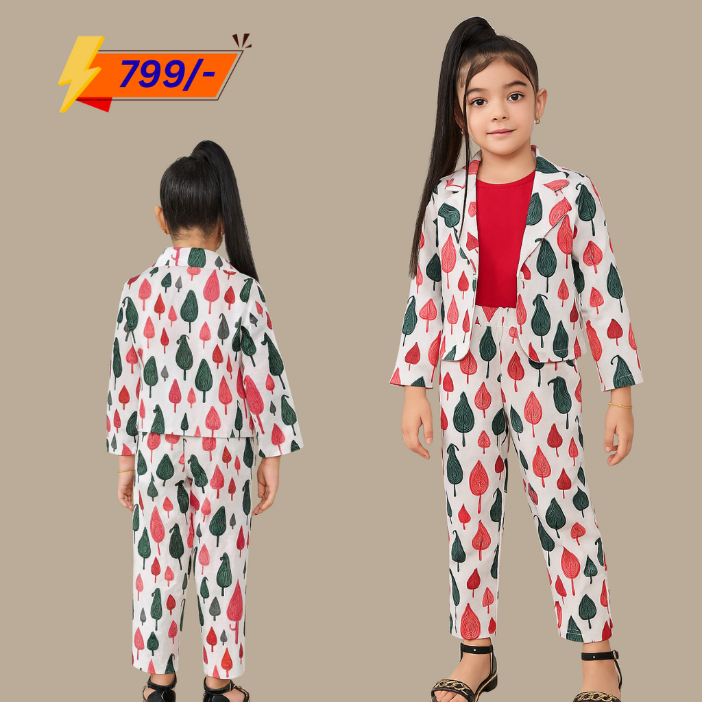 Stylish Three Pis Co-Ord Set For Girls