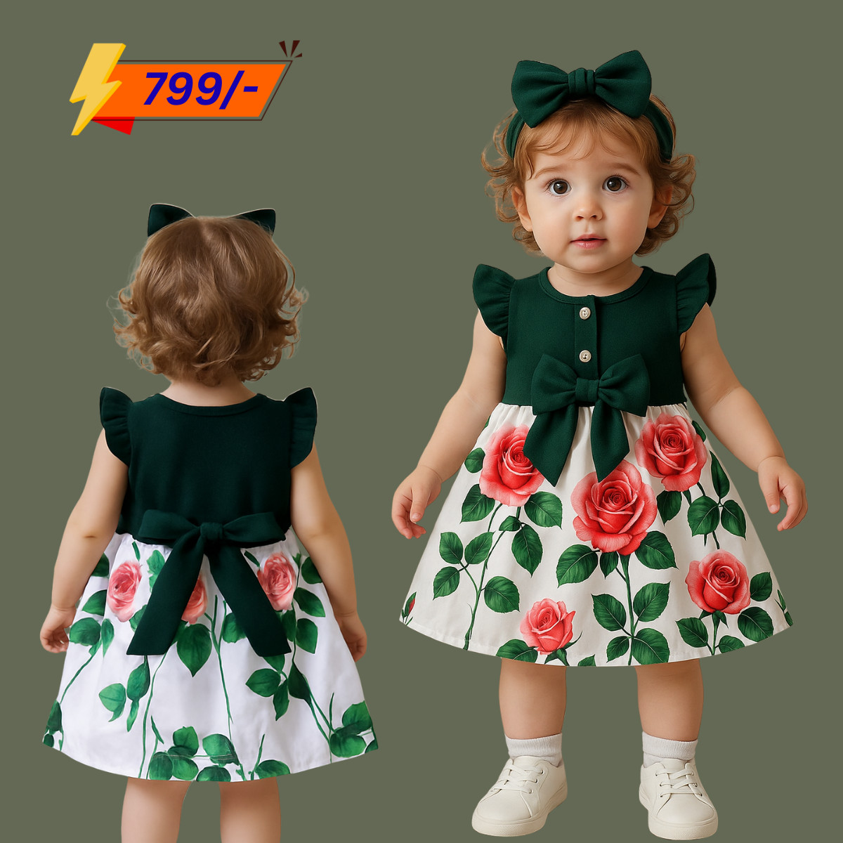 Girls Floral Printed Dress