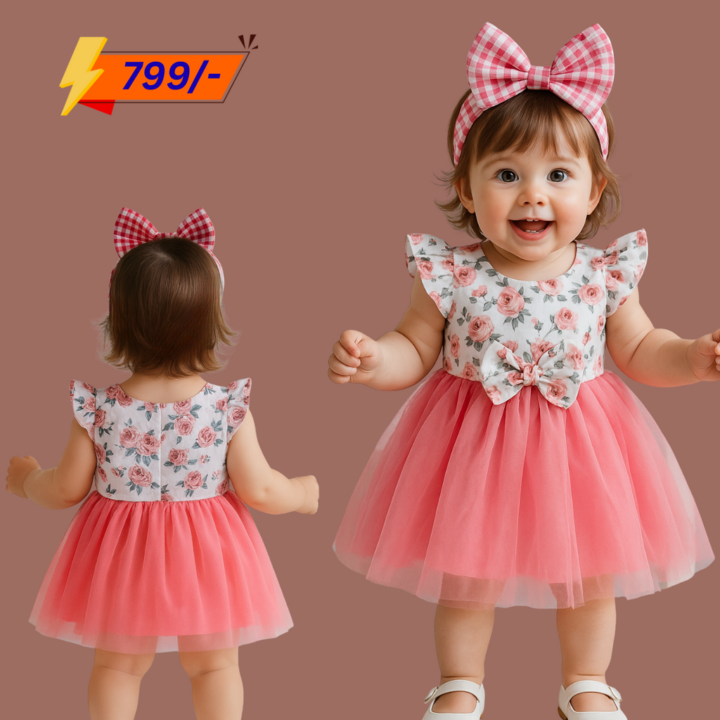 Girls Floral Printed Dress