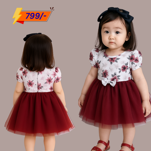Girls Floral Printed Dress