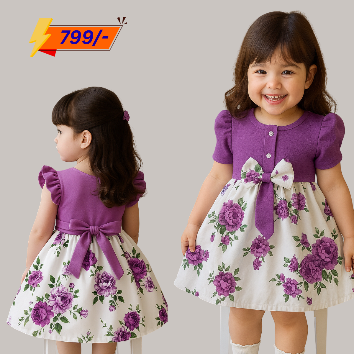Girls Floral Printed Dress