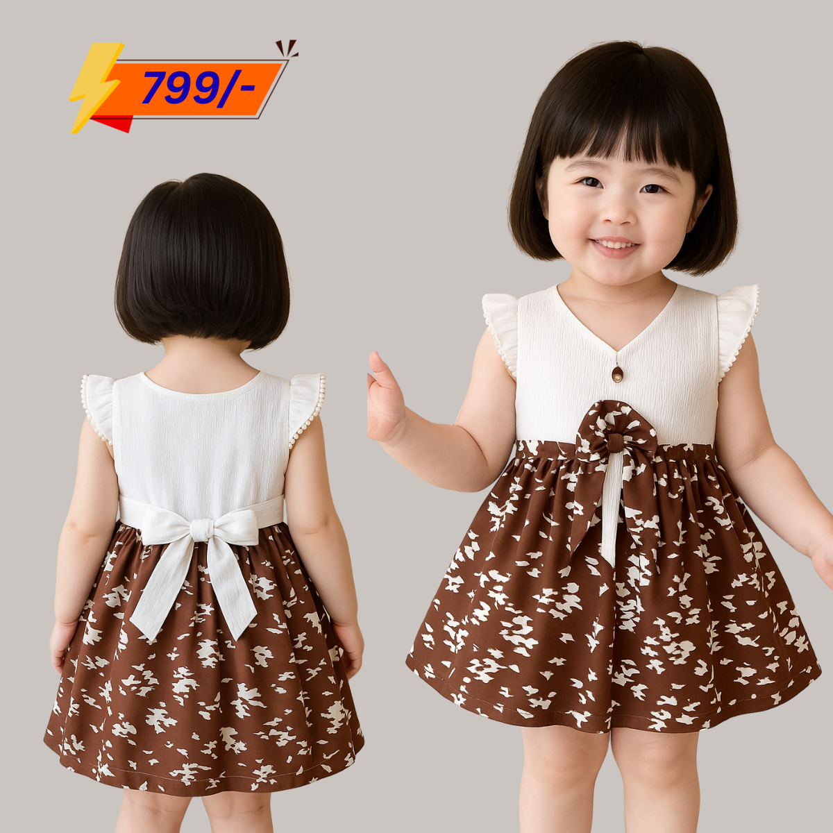 Girls Floral Printed Dress