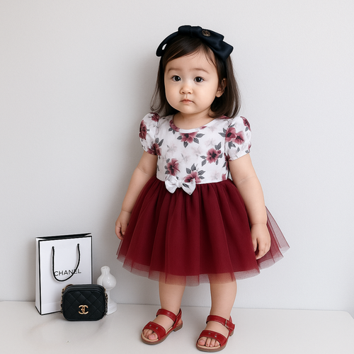 Girls Floral Printed Dress