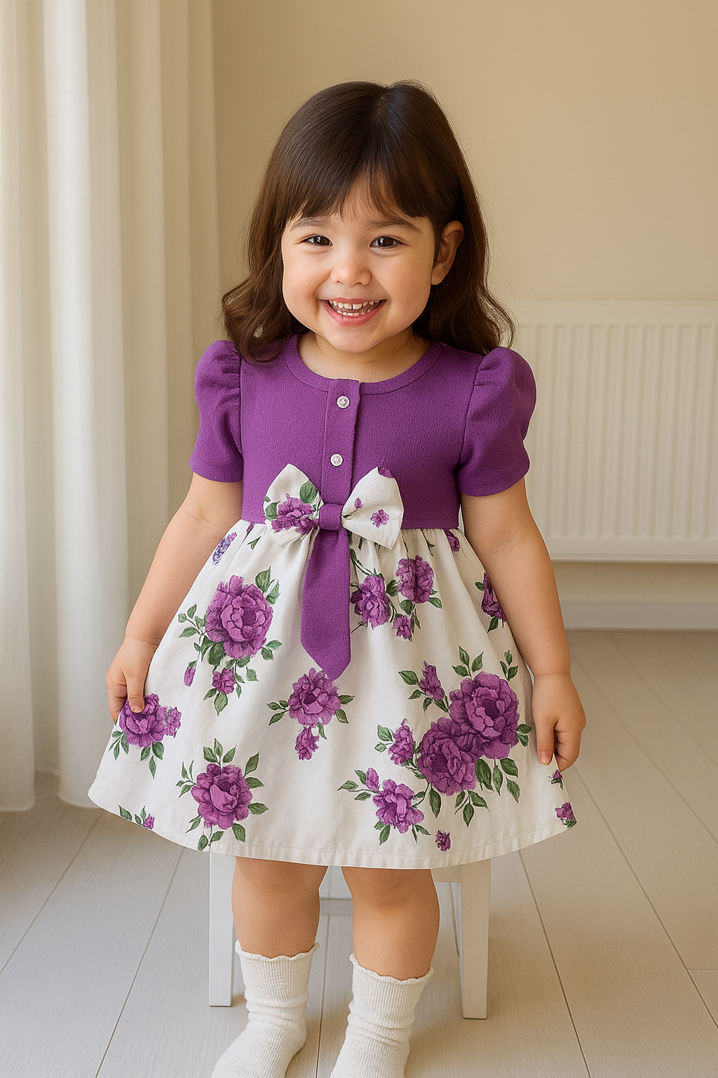 Girls Floral Printed Dress