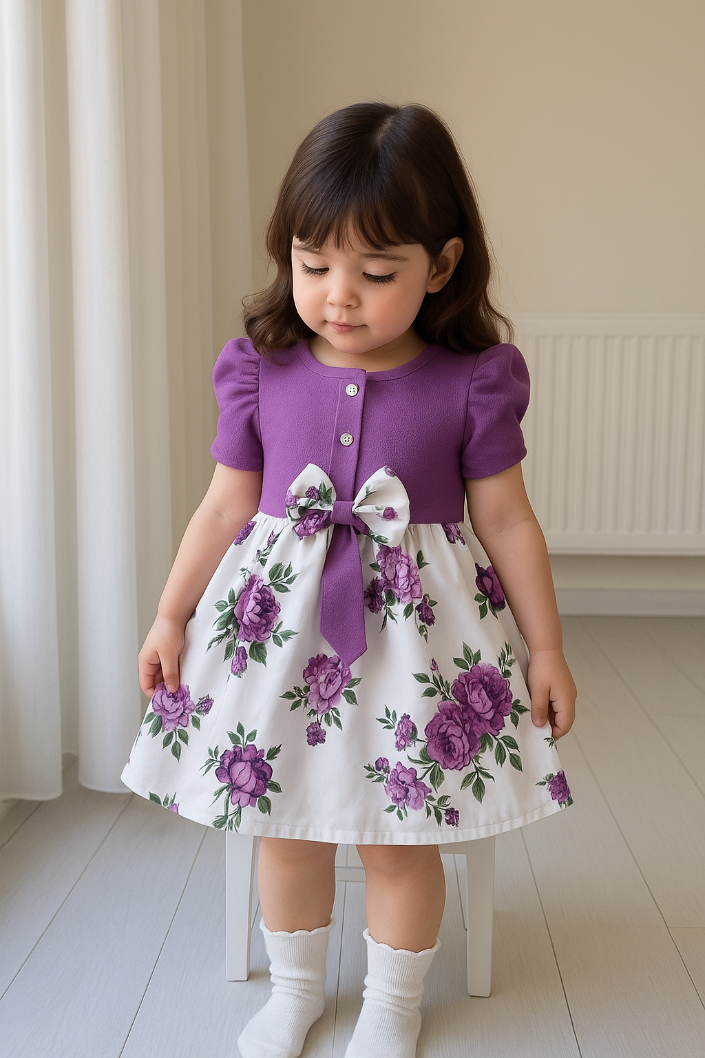 Girls Floral Printed Dress